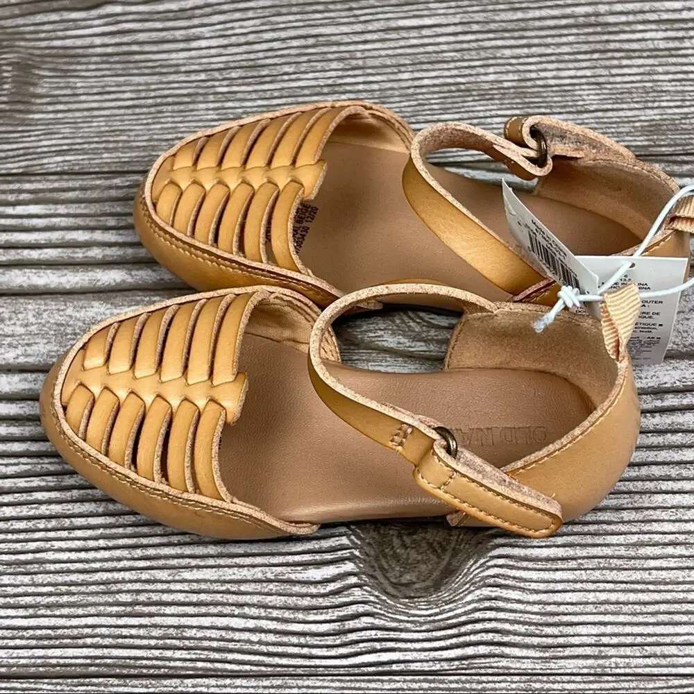 Old Navy  Faux Leather Leather Toddler Girl Ankle-Strap Hurrache Flats Sz 6